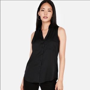 Express Black Collared Stretch Blouse 6